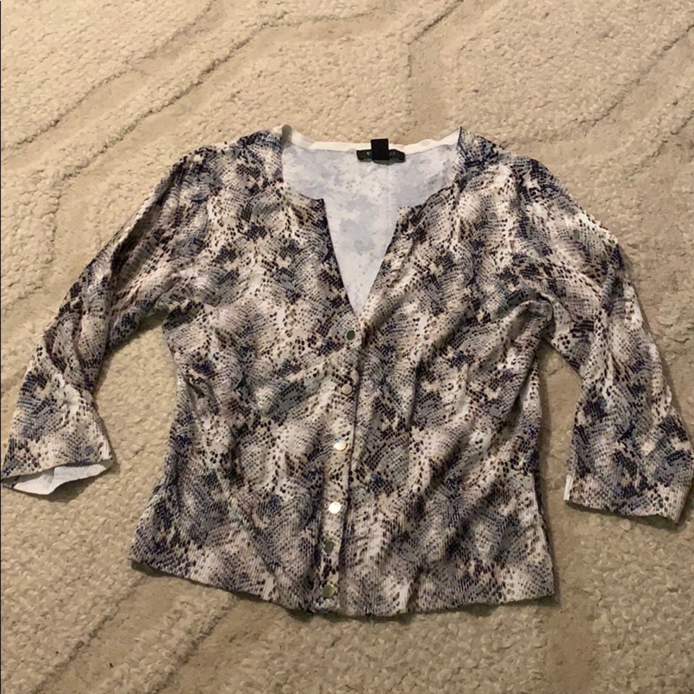 White house black market “Snake skin” cardigan